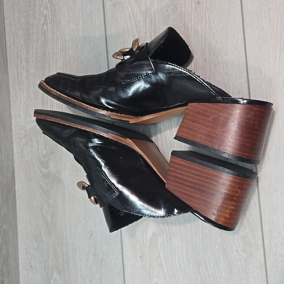 Steve Madden Women Lorie  Black& Gold Clog Shoes Heels Mule Sz 9.5M - Picture 8 of 11